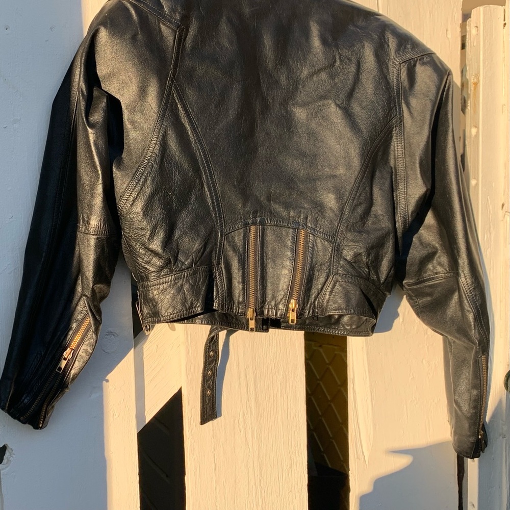 Cropped Vintage Leather Jacket - Picture 4 of 4